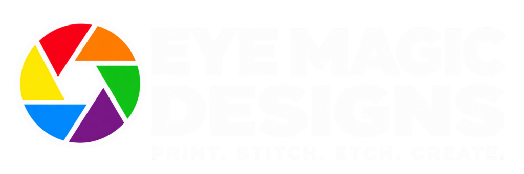 Eye Magic Designs logo for custom printing, embroidery, laser engraving, and promotional products in Sarasota, Florida
